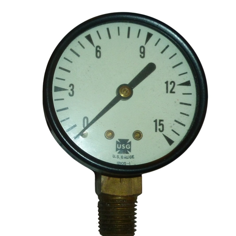 Vintage U.S. Gauge Pressure Gauge 0-15 PSI with Original USG‎ Box Industrial